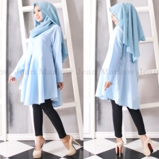 Marlow Jean Baju Wanita Muslim Tunik Blouse Fashion Wanita Muslim Baju Ibu Menyusui - Biru