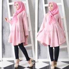 Marlow Jean Baju Wanita Muslim Tunik Blouse Fashion Wanita Muslim Baju Ibu Menyusui - Pink
