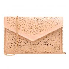 Marlow Jean Tas Vintage Hollow Out Floral Envelope Shape Tas Selempang Tas Pesta Clutch Bag - Krem