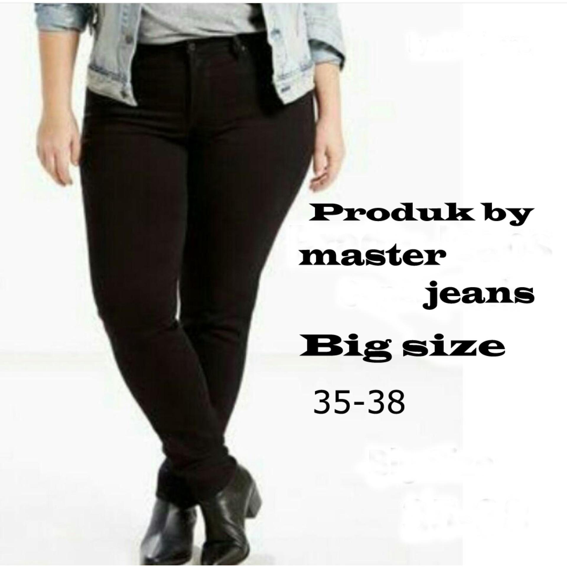 master jeans celana wanita big size skinny HITAM