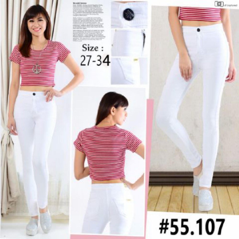 master jeans celana wanita highwaist putih size 27-34