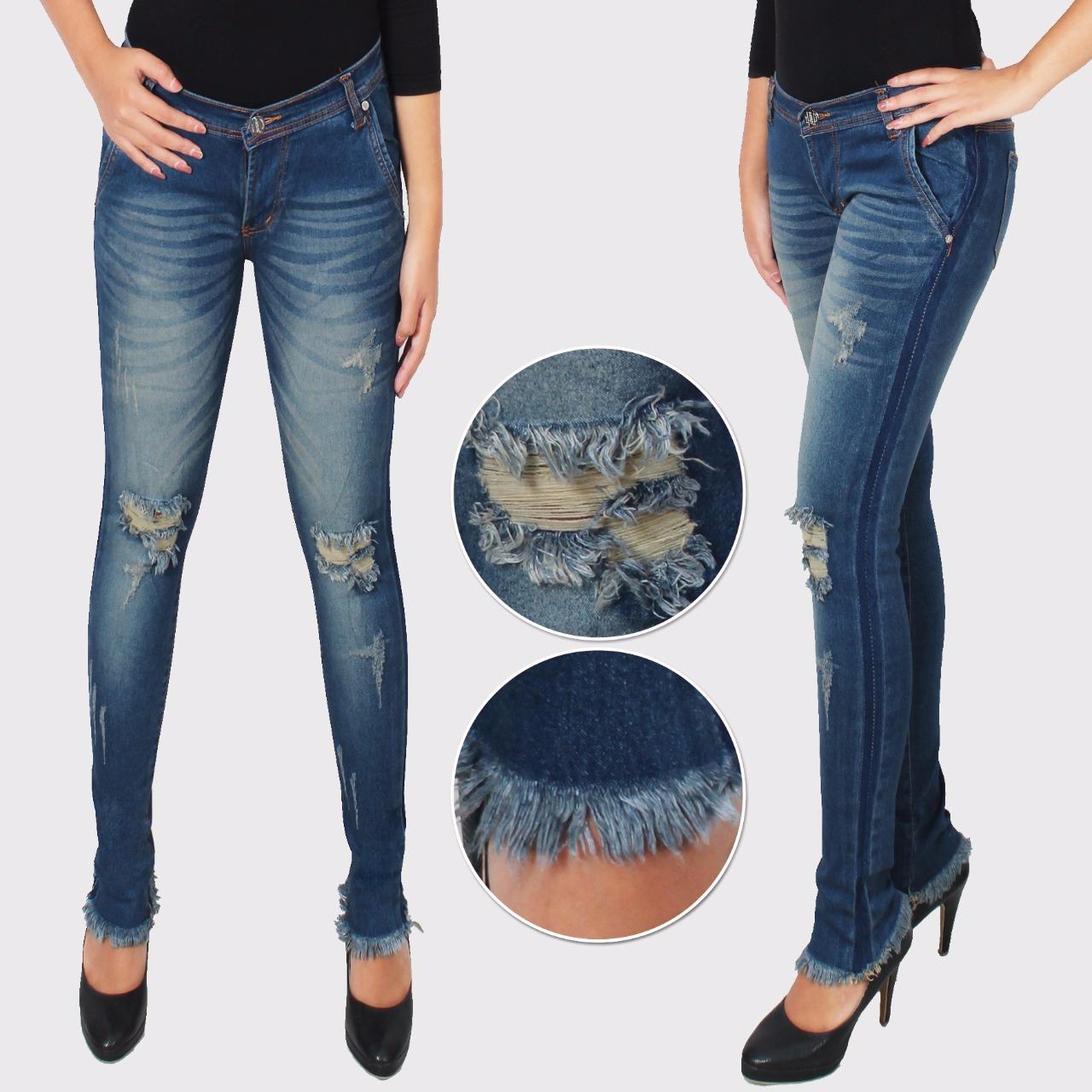 master jeans celana wanita model sobek puring /lapis / ada tambal /terbaru