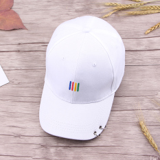 Orang Trendi Topi Gelang Besi Topi Baseball Musim Semi Muda (Rainbow bordir 2 cincin (putih))