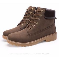 MAX Koleksi Fashion Genuine Leather Dr Martin Boots Hangat Bulu Casual Top Tinggi Martin Sepatu Pria Sepatu Bot Ankle Motor Boots (Brown) -Intl
