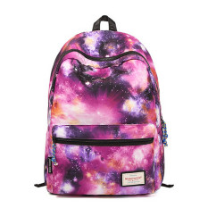 Max Galaxy Kasual Unisex Vintage Sekolah Perjalanan Tas Ransel Laptop Tas Ransel Ungu New-Internasional