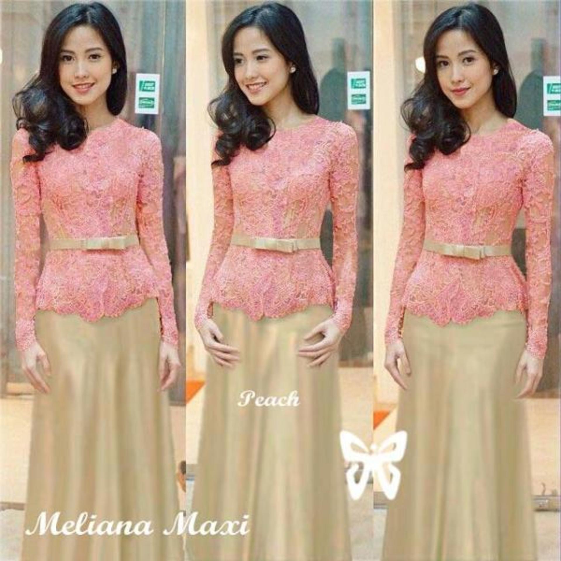 Maxi Brukat Spandek Kebaya Premium - peach 