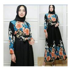 maxi dres zahra maryam dark grey baju muslim fashion gamis wanita