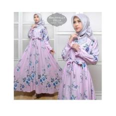 maxi zella bunga violet fashion wanita baju muslim gamis dres