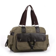 Mungkin Sky Hot Penjualan Mens Classic Canvas Tote Tas Multi-saku Chic Shoulder Bags Praktis Traveling Bags (Army Hijau) MSAVL2 (Warna: Sebagai Gambar Pertama)-Intl