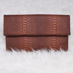 Mazuya Kalisha Tas Women Woman Wanita Pesta Leather Clutch Bag - Moka
