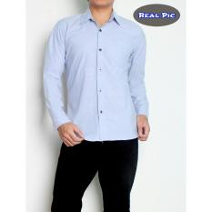 Media Fashion Shop - Baju Kemeja Pria - Mikkel Soft Blue Long Sleeved - Kemeja Formal/Santai Pria Terbaru Motif Polos Keren,Bagus,Laris,Murah - Bahan Cotton-Strech– Lengan Panjang Warna biru lembut - Cowok Exclusive - Fit to L - Lebar dada 106 cm