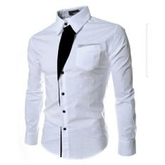 Media Fashion Shop - Baju Kemeja Pria - Tiptop Man Putih Long Sleeved - Kemeja Formal/Santai Pria Terbaru Motif Polos Keren,Bagus,Laris,Murah - Bahan Cotton-Strech– Lengan Panjang Warna putih - Cowok Exclusive - Fit to L – Lebar dada 106 cm