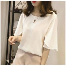 Media Fashion Shop - Baju Wanita Asia - Blouse Korea - Atasan Wanita - Baju Meyta Blouse – Baju Formal/Santai Wanita Terbaru - Motif Polos - Keren,Bagus,Laris,Murah - Bahan Twiscone – Lengan 3/4 ,Warna Cream - Fit to L