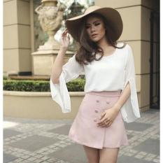 Media Fashion Shop - Baju Wanita Asia - Blouse Korea - Atasan Wanita - BajuAtasan Niani Blouse – Baju Formal/Santai Wanita Terbaru - Motif Polos - Keren,Bagus,Laris,Murah - Bahan Twiscone – Lengan Panjang ,Warna Cream - Fit to L