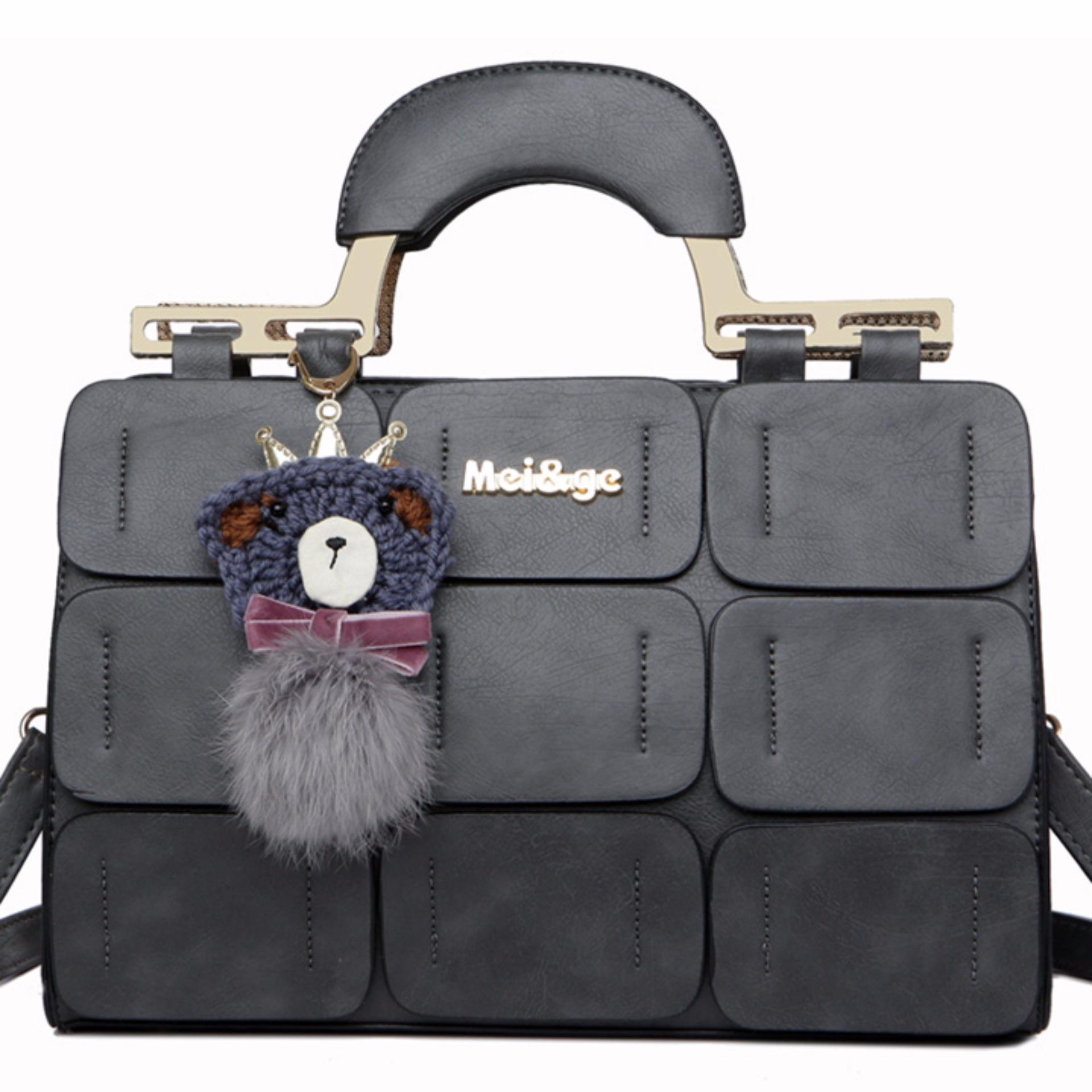 Mei&Ge Tas Jinjing&Selempang Handbag Kulit Wanita - Hitam - Street Style