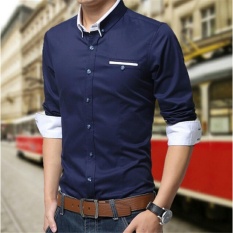Meimo Kemeja Katun Lengan panjang Albert - Navy
