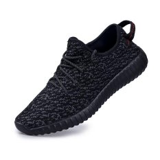 Pria & Wanita Casual Sneakers Breathable Running Sepatu Plus Ukuran 45 (Hitam)-Intl
