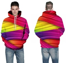 Pria dan Wanita Fashion Leisure 3D Bergaris Hooded Pakaian (Ukuran: S-6XL)-Intl