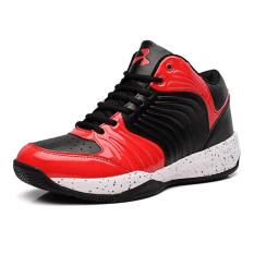 Pria Basket Shoes Berkualitas Tinggi Sepatu Kulit PU (Hitam) Intl