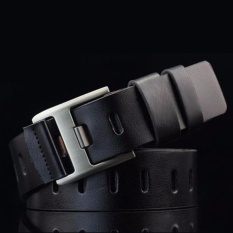 Pria Sabuk Kulit Asli Berkualitas Tinggi Man Belt Strap Unik Men's Belts Vintage Belt (0073-Hitam) -Intl