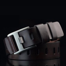Pria Sabuk Kulit Asli Berkualitas Tinggi Man Belt Strap Unik Men's Belts Vintage Belt (0073-Kopi) -Intl