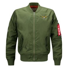 Jaket Pria Merek Bomber Model Angkatan Udara And Berukuran Slim (Hijau Tentara)-Intl