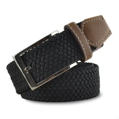 Pria Kanvas Sabuk Tenun Pria Pin Buckle Elastis Pendirian Leisure Belt Sabuk Elastis Muda Han Edisi Kencang-Intl