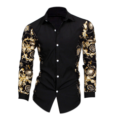 Pria dengan Kemeja Bergaya Kasual Lengan Baju Panjang (Hitam)