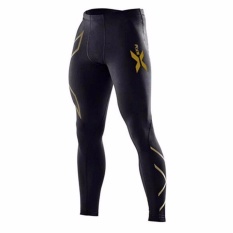 Pria Kompresi Celana Panjang Ketat Hitam Celana Panjang Jogger Jogger Emoji Potongan Pas Badan Mallas Hombre Celana Fitness XXL (Emas)-Intl