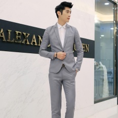 Pria Formal Setelan Satu Tombol Slim Fit Jaket Pernikahan Pengantin Lelaki Setelan Tuksedo Mantel Celana-Intl