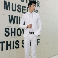 Pria Formal Pernikahan Pengantin Lelaki Setelan Satu Tombol Slim Fit Jaket Tuksedo Mantel Celana-Intl