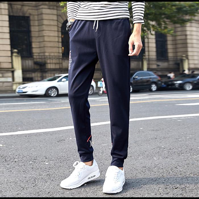 Pria Jogging Pants Ukuran Besar Printing Casual Celana Navy-Intl