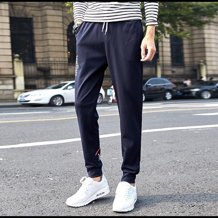 Pria Jogging Pants Ukuran Besar Printing Casual Celana Navy-Intl
