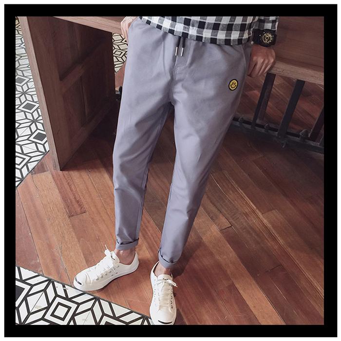 Pria Jogging Celana Smiley Cetak Lepas Celana Abu-abu-Internasional
