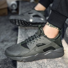 Pria Luar Ruangan Olahraga Jogging Lari Sepatu Sneakers Santai Sejuk Jala Pelatih Dipotong Rendah Sepatu Datar Jual Hijau Tentara Pasangan Lari sepatu, ukuran Besar-Internasional