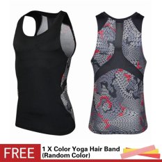 Pria Mencetak Mesh Patchwork Bernapas Tanpa Lengan Tank Tops Tights Body Shaper Pro Basket Kebugaran Gym Lari Korset Kompresi Vest- INTL