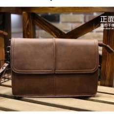 Pria Tas Tangan Retro Jepang Luas Buatan Tangan Tas Modis Kulit Sapi Tas Kantor Kulit (Coklat)-INTL (...)