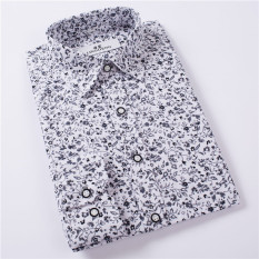 Pria Kemeja Lengan Panjang Floral Korea Casual Shirt-Intl