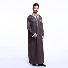 Pria Saudi Gaya Thobe Thoub Abaya Robe Daffah Dishdasha Islamic Arab Kaftan Muslim Pakaian-Intl