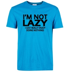 Pria Lengan Baju T-Shirt 2017 Saya Bukan Malas Aku Hanya Menikmati Melakukan Apa-apa Streetwear Hip Hop Lucu T Shirt Tee Atasan Homme (Biru) -Intl