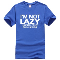 Pria Lengan Baju T-Shirt 2017 Saya Bukan Malas Aku Hanya Menikmati Melakukan Apa-apa Streetwear Hip Hop Lucu T Shirt Tee Atasan Homme (Navy Biru) -Intl