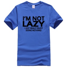 Pria Lengan Baju T-Shirt 2017 Saya Bukan Malas Aku Hanya Menikmati Melakukan Apa-apa Streetwear Hip Hop Lucu T Shirt Tee Atasan Homme (Navy Biru) -Intl