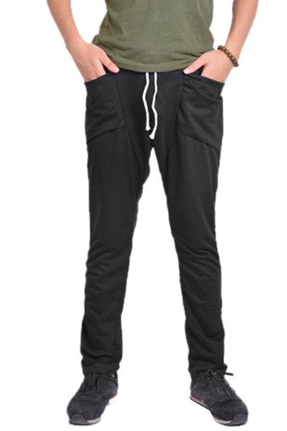 Pria Olahraga Baggy Tas Celana Harem Jogging Celana (hitam)