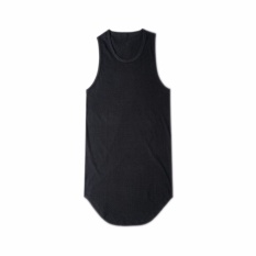 Pria Musim Panas Hip Hop Memperpanjang Panjang Tank Top Men'S Rompi Swag Tanpa Lengan Katun Atasan Hitam-Internasional
