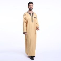 Pria Thobe Jubba Muslim Fashion Kaftan Abaya Arab Islamic Ropa Ramadan Caftano Mens Pakaian-Intl