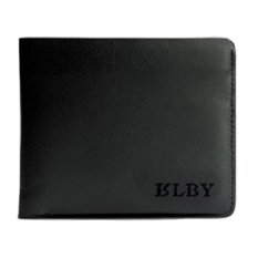 Pria Ultra Tipis Kulit Sapi Asli Soft Slim Dompet (Hitam)-Intl