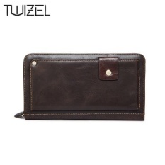 Dompet Pria Kulit Asli Sapi Pria Clutch Bag Vintage Panjang WalletsPortabl dengan Handle Tas Telepon Pemegang Kartu JAKARTA HQB1844- INTL