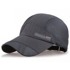 Pria Wanita Polos Topi Bisbol Hip Hop Supir Truk Diproduksi dengan Strip Baja Kedok Disesuaikan Snapback Hat (Dalam Kelabu)