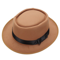 Pria Wanita Wol Merasa Topi Fedora Bulat Si Topi Laken Topi Vintage Diremukkannya Dengan Pinggiran Pendek Dril - Internasional
