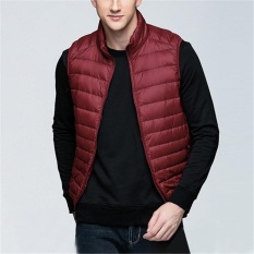 Rompi Pria UNIQLO'S 90% Bebek Putih Rompi Ringan Mantel Jaket Tanpa Lengan Merah-Intl